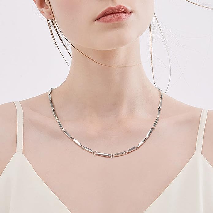 JEROOT Titanium Steel Magnetic Necklace for Women Men Unisex, 6 Ultra Strength Column Magnetic Necklace for Neck Shoulder and Back, Necklace with Jewelry Gift Box