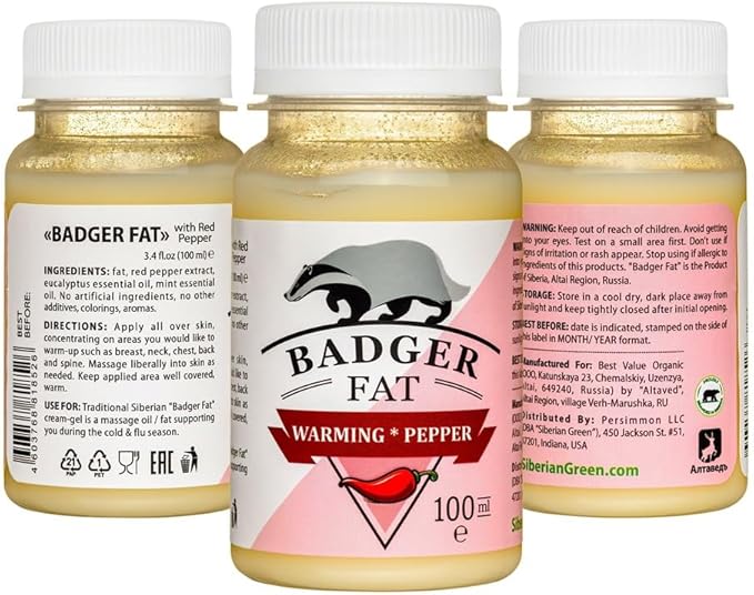 Cream-Gel “Badger Fat” Siberian Warming with Eucalyptus, Mint Essential Oils, Red Pepper 100ml