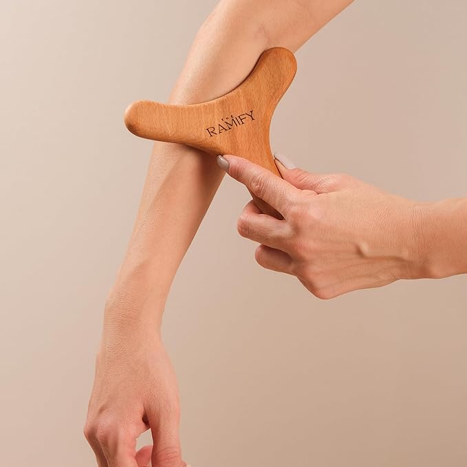 Natural Wood Y-Shape Massage Tool, Ergonomic Gua Sha Board for Body, Wood Therapy Massager for Legs, Arms & Neck, Deep Tissue Tool for Soothing Sore Muscles