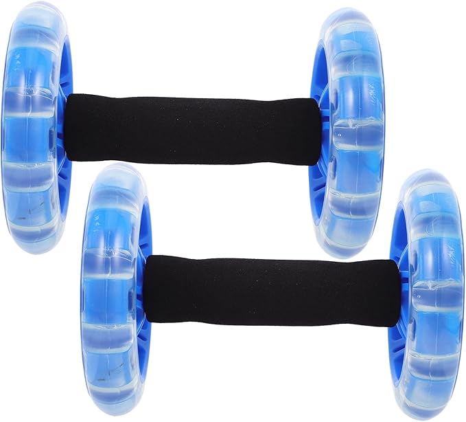 Twin-wheel Fitness Wheel Ab Roller for Core Workout Non-slip Handles, Blue Abdominal Exercise Device for Weight Loss and Muscle Toning at Home Gym