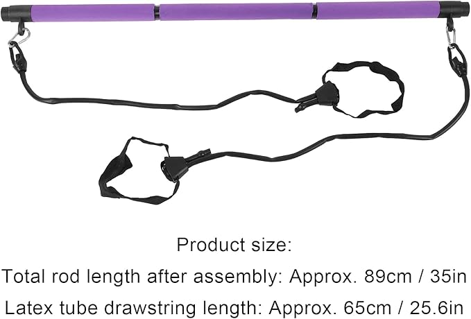 Adjustable Pilates Bar Portable 3 Sections Pilates Workout Stick Body Building Puller Yoga Pull Rods for Home Gym Office Travel Fitness Equipment Steel Pipe Foam 35 Inches