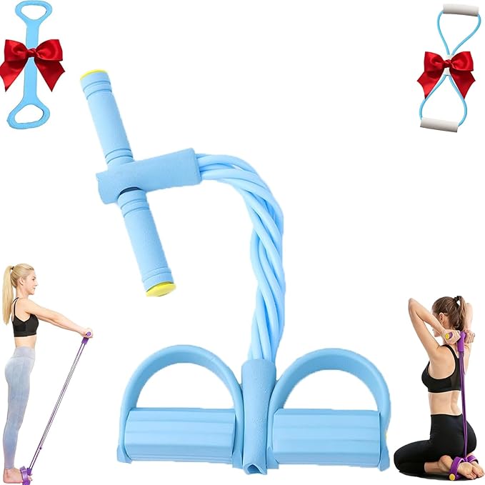 3 in 1 Resistance Bands with Handles, 4/6/8 Tubes Pedal Resistance Device, Upgrade Multifunctional Detachable and Adjustable TPE Elastic Pedal Puller with 300% Stretch for Exercise