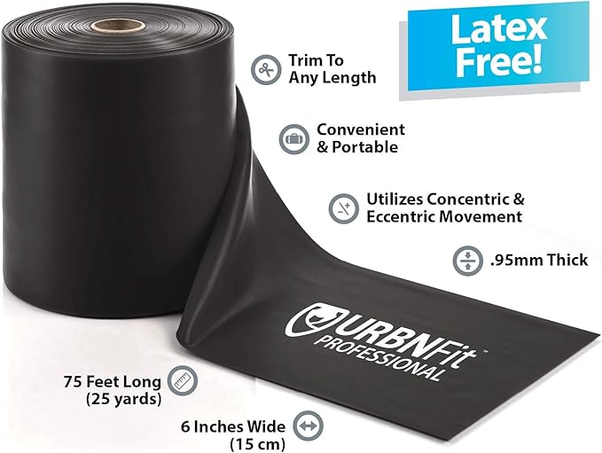 URBNFit Professional Resistance Bands - 25 Yards (75ft) Latex-Free Elastic Exercise Fitness Band Roll - No Scent, No Powder - Perfect for Physical Therapy & Rehab, Yoga, Pilates