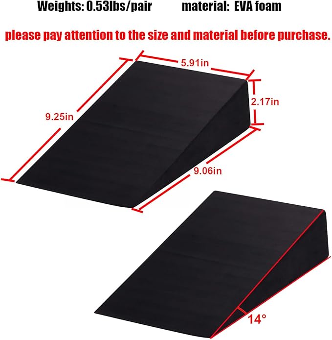 Squat Wedge Block Non-Slip Slant Board Calf Stretcher, 2pcs Ankle Knee Leg Stretcher, Heavy Duty Incline Ramp for Heel Elevated Squat, ATG Split Squat, deadlift, Lunge, Yoga, Pilates, Physical Therapy