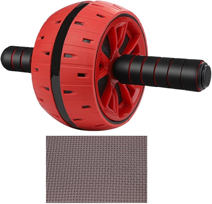 SUPVOX Ab Roller Wheel Abdominal Muscle Trainer Wheel with Knee Pad, Crimson Exercise Roller for Core Strength Workout and Home Gym