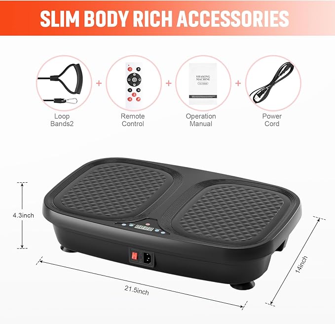 Vibration Plate Exercise Machine - Weight Loss & Toning for Cardio Fitness Home Gym Fitness Equipment for Lymphatic Drainage and Weight Loss Whole Body Workout Shaping