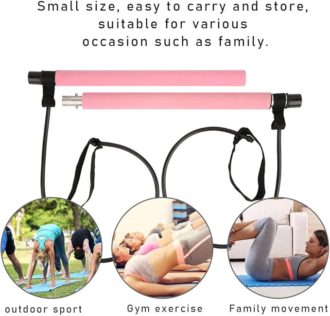 Pilates Bar, Pilates Exercise Stick, Multifunctional Equipment for Workout, Yoga Pulling Rope with TPE Tube and Iron Tube, for Home Gym, Legs Waist Abdomen