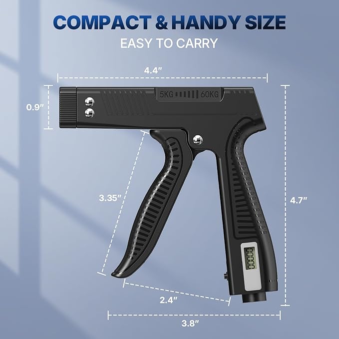 Grip Strength Trainer with Finger Exerciser, Digital Counter Adjustable Hand Grip Strengthener for strength training, recovery and muscle building