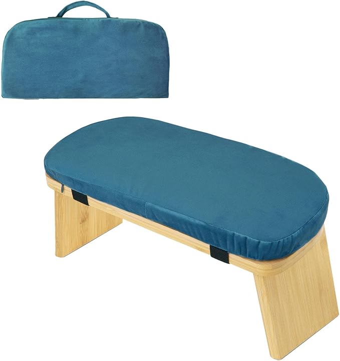 Meditation Bench, Bench for Home, Stable, Stool, Bamboo, Stable for Kneeling Or Sitting, Meditation Stool, Knee Stool, Blue