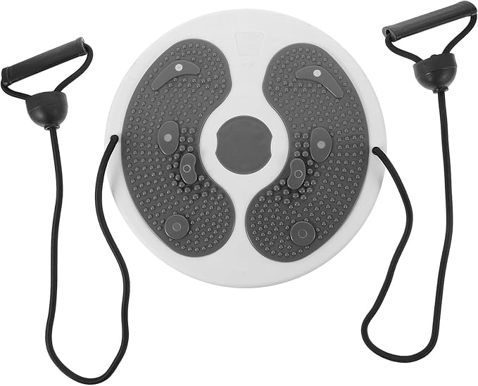 Household Fitness Twisting Plate Waist Trainer Slimming Massage Board with Pull Rope Gray Rotating Exercise Disc for Personal Core Workout