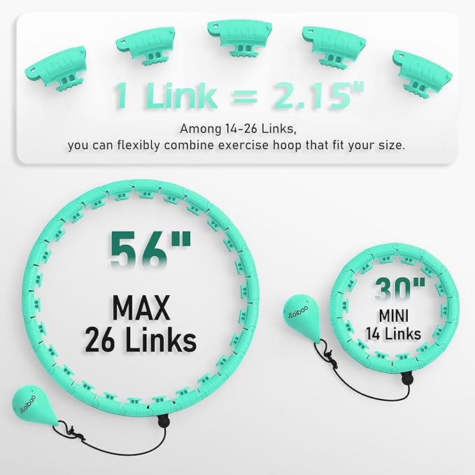 Weighted Hula Circle with 24/26 Links(51-56 Inch) for Adults Weight Loss, Infinity Fitness Hoop Plus Size, for Women Smart Exercise Equipment