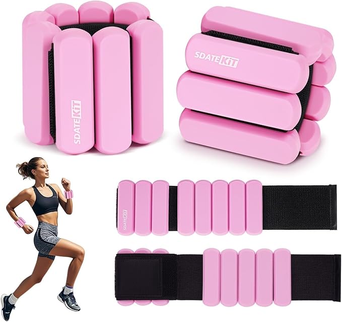 Wrist and Ankle Weights for Women & Men 2 Pack (1lb Each), Adjustable Silicone Wearable Arm & Leg Weights for Pilates, Gym, Yoga, Cardio, Strength Training