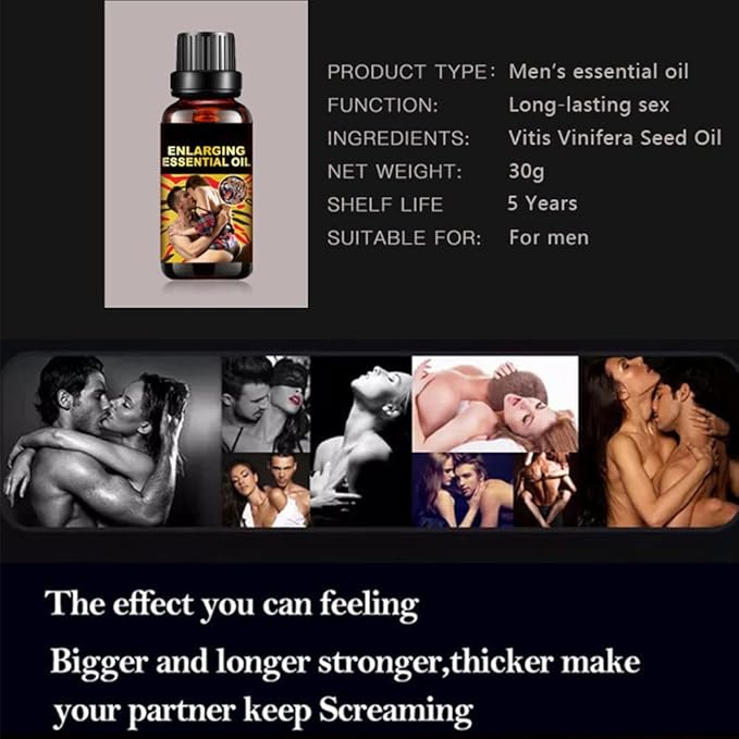 Men Massage Essential Oil, Body Moisturizing & Penis Becomes Longer and Thicker Enhancement Erotic Massage Oil, Men Energy for Care Delay Performance (Oil)