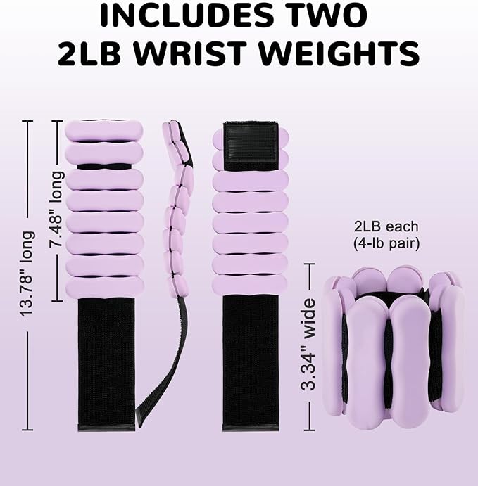 Wrist Ankle Weights for Women Men, Leg Arm Wrist Weights Bangles 1lb*2 2lb*2 Wearable Weights Pilates Weighted Bracelet for Strength Training Walking Swimming Yoga Physical Therapy