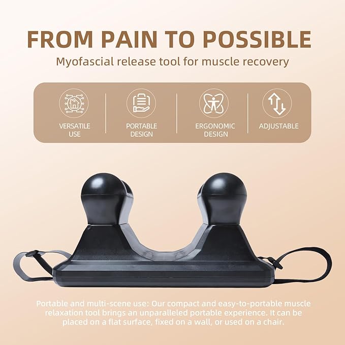 Psoas Release Tool - 3-in-1 Massage Tool - Psoas Muscle Release Tool for Hip Hook, Flexor, Back, Glute, Iliacus, and Neck Pain Trigger Point and Myofascial Release Tool - Night Black [Patent Pending]
