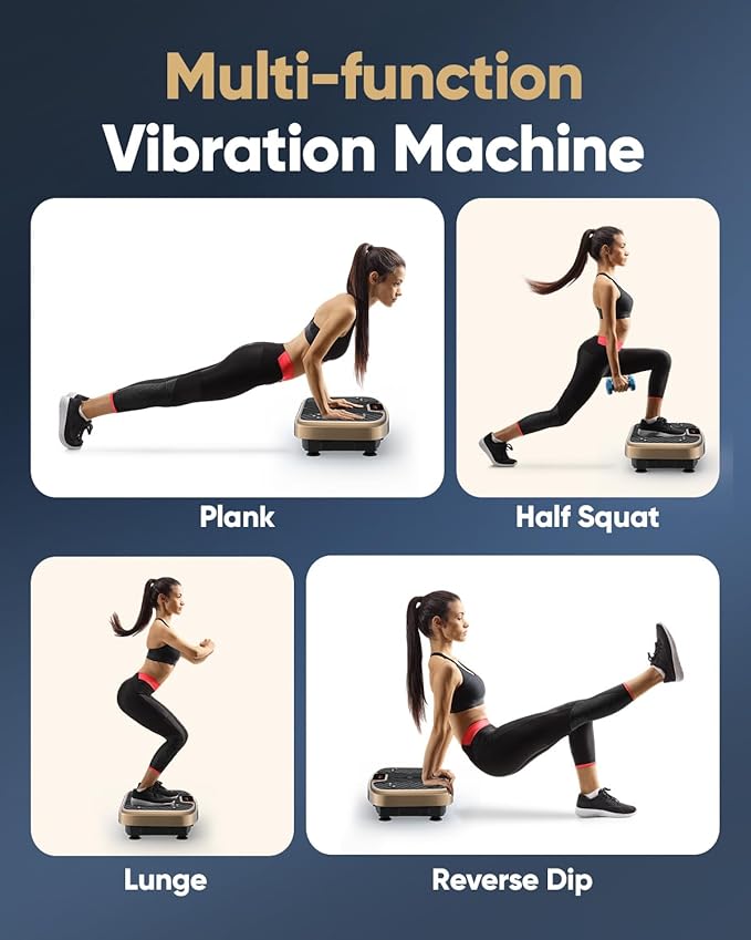 Vibration Plate Exercise Machine, Vibrating Plate Platform for Lymphatic Drainage with 200 Adjustable Speeds, Power Vibration Plate for Weight Loss & Fitness, Supports Weight 450 Lbs