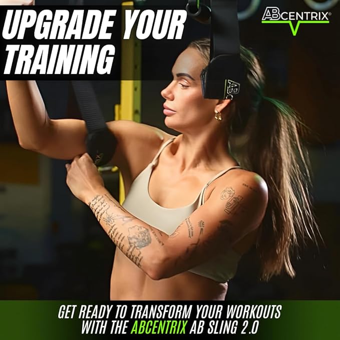 AbSling 2.0 – Premium Hanging Suspension Trainer for Core & Upper Body Strength Training | Heavy-Duty Gym-Grade Ab Slings for Hanging Leg Raises, Abdominal Workouts & Six-Pack Sculpting | Cutting-Edge Two-Pulley Training System Makes Strengthening Easi...
