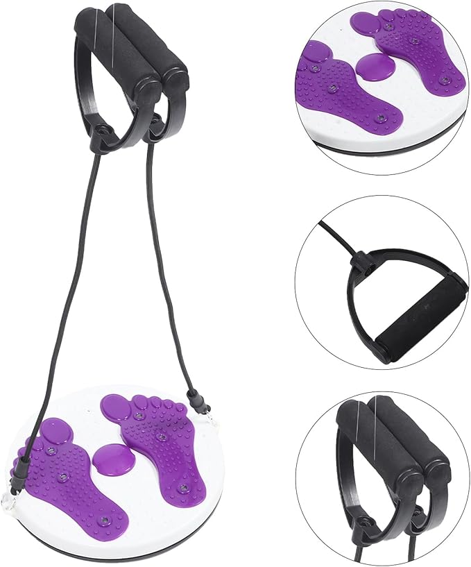 Zerodeko Waist Twisting Disc with Pull Rope, Household Fitness Slimming Machine, Purple Body Twisting Board for Core Strengthening and Abdominal Exercise at Home