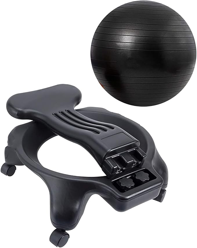 SRNSAEB Exercise Ball for Sitting at Desk, Home Balance Ball Chair Base for Yoga/Pilates/Birthing - Relieve Back Pain, Fitness Ball Seat with Air Pump/Screws(Black)