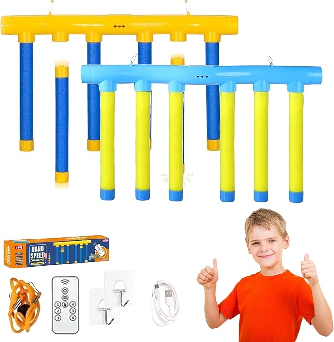 FOLENZU Reflex Game, Reflex Challenge Game, Reflex Game Falling Sticks, Reflex Drop Sticks Challenge Game, 3-Speed Reflective Drop Stick Games, Catching Sticks Games