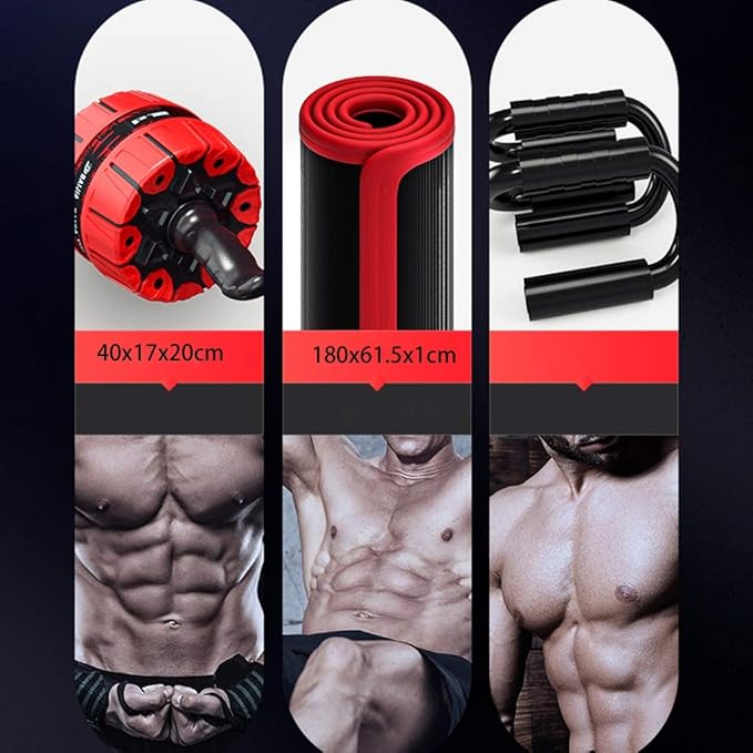 Ab Roller Wheel with Foam Knee Pad Abdominal Workout Equipment Core Exercise Wheel for Man Women Gymnastics Home Gym Core Training Fitness Equipment (Color : Red)