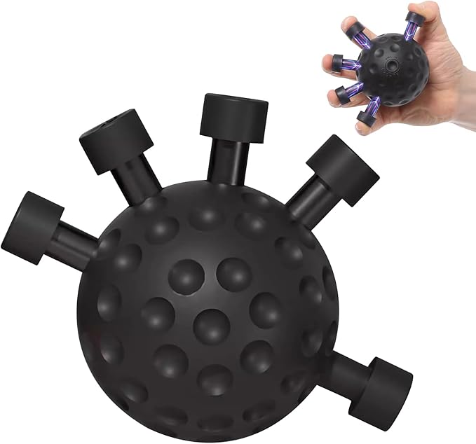 Finger Grip Strengthener, Hand Grip Strengthener Finger Exerciser, Grip Strength Trainer, Adjustable Hand Grip Silicone Grip Strength Trainer for Muscle Building and Injury Recovery, Black