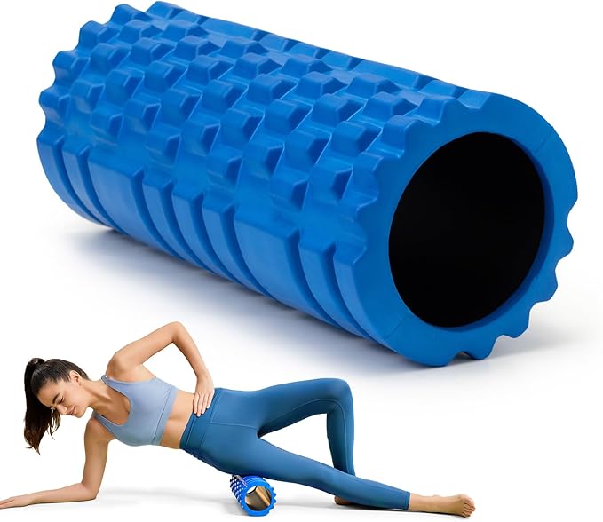 Foam Roller for Deep Tissue Massager, 13" High Density Exercise Patented Roller for Muscle Massage and Myofascial Trigger Point Release Back Roller for Fitness, Yoga and Pilates (Blue)