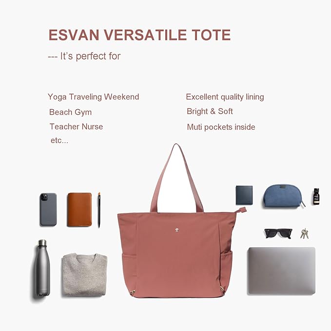 ESVAN Yoga Mat Bag Yoga Tote Carrier Shoulder Bag Carryall Tote for Office,Yoga,Pilates,Travel,Beach and Gym