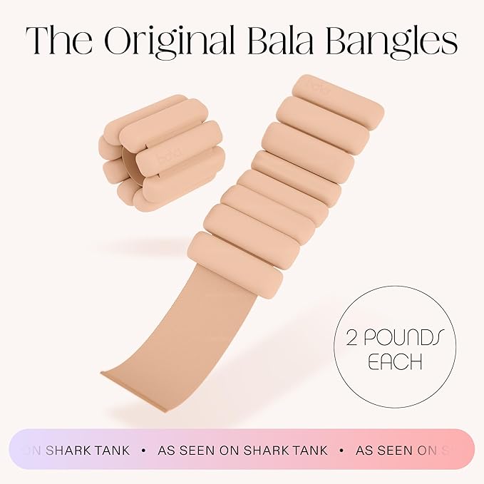 Bala Bangles Wrist & Ankle Weights for Women & Men - Adjustable Weighted Bands - Soft Silicone Arm & Leg Weights for Pilates, Yoga, Walking, Barre, Home Workout & Strength Training Exercise