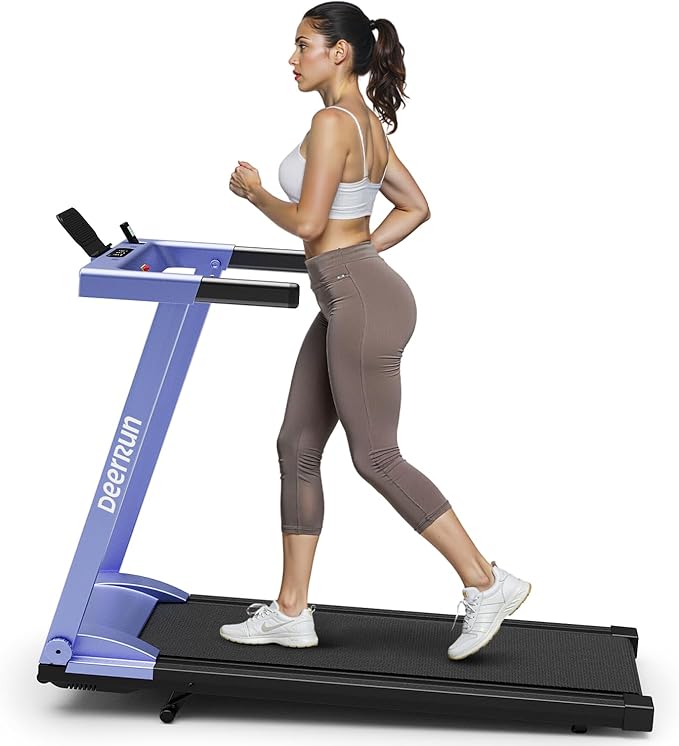 DeerRun Foldable Treadmill for Home with 5% Manual Incline and Handlebar, 0.6–7.5 MPH for Walking and Running, 3.0 HP, 300 lb Capacity, App & Remote Control