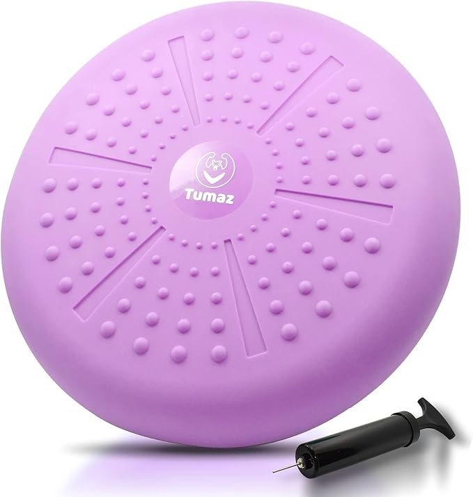 Tumaz Wobble Cushion - Wiggle Seat to Improve Sitting Posture & Stay Focused for Sensory Kids, Balance Disc to Core Strength & Flexible Seating [Extra Thick Balance Board, Pump Included Wobble Board]
