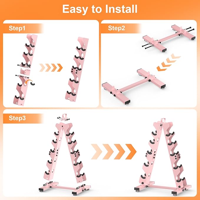 TomCare 6-Tier|5-Tier|4-Tier Dumbbell Rack Stand Only, Weight Rack for Home Gym Storage Stand for Weights Metal A-Frame Strength Training Dumbbell Holder with Handle (Dumbells not Included)