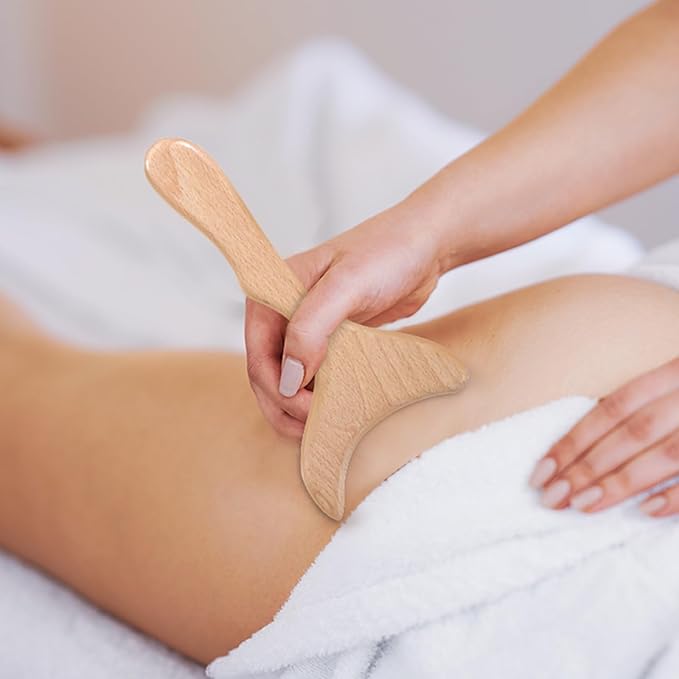 Lymphatic Drainage Massager, Natural Wood Therapy Massage Tools One-Handed Gua Sha Body Tool Manual Anti-Cellulite Sculpting Board for Muscle Release, Fascia Massage, Body Contouring - 1 Pack
