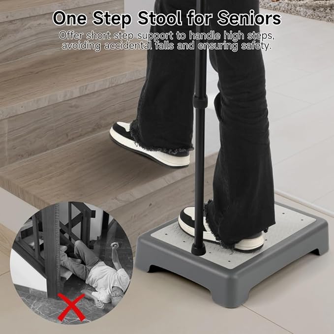 Generic for Adults & Elderly, Short Portable Step Support Riser, 440 Lbs Strong Bearing Capacity Half Step, One Step Stool, Non-Slip Mobility Step Platform for Stairs Beds Cars