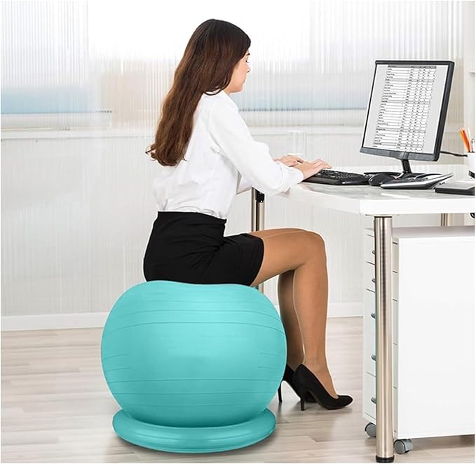 Yoga Ball Chair,Yoga Ball，Exercise Ball, Balance Ball Chair with Adjustable Band & Stability Base Home Yoga Chair for Exercise/Improving Health Pregnancy Birthing Balls Seat(Green,Diameter 65cm ( 25 5