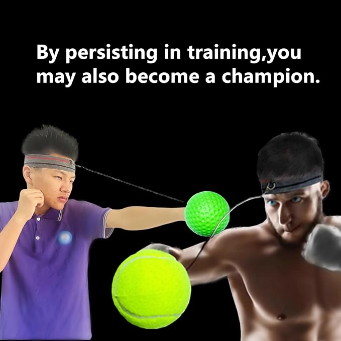reflex Balls Boxing Headband Set for MMA Boxing Reaction Training 4 Different levels Balls+2 Sweat Absorbing Headbands+4 Spare Lines+2 gloves for all people