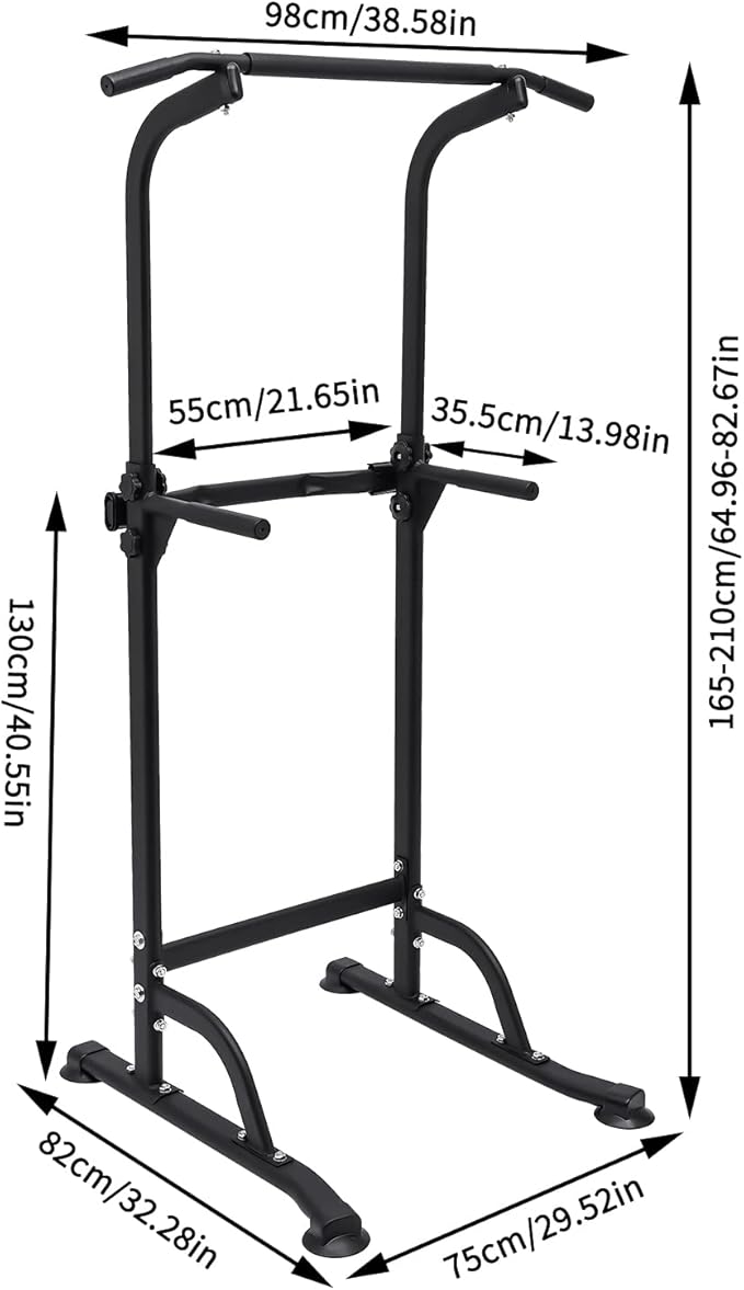 Parallel Bars Power Tower Adjustable Dip Station Pull Up Bar Push Up for Home Gym Strength Training Body Building Workout Equipment Standing Pull Up Pillar Impregnation Station, Black
