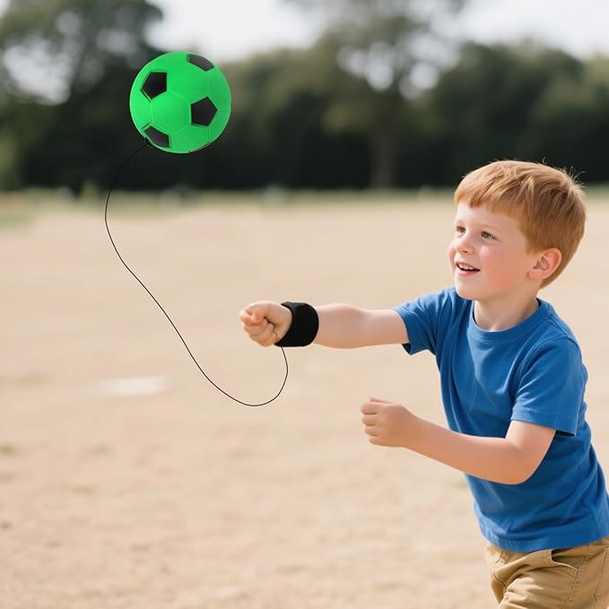 Green Wrist Ball, 2.36 Inch Rebound Ball Bounce Back with Wrist Strap, Rubber Sports Elastic String Exercise Activity and Play for Adults Teens