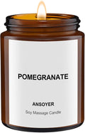 Massage Oil Candle, Romantic Gift SPA Use Home Scented Candle Body Oil, Ultra Hydrating Body Care with Soybean Oil, 4.5oz (Pomegranate)