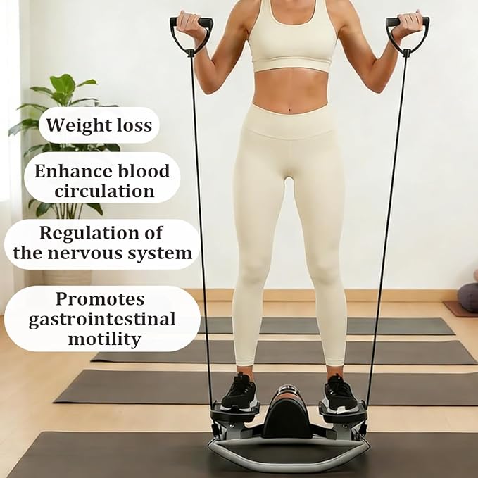 Rock Stepper, Lateral Rocking Fitness Stepper with Digital Display & Resistance Band, Low-Impact Side-to-Side Stepper for Knees/Joints, Compact Portable Home Workout Machine for Legs Glutes Abs