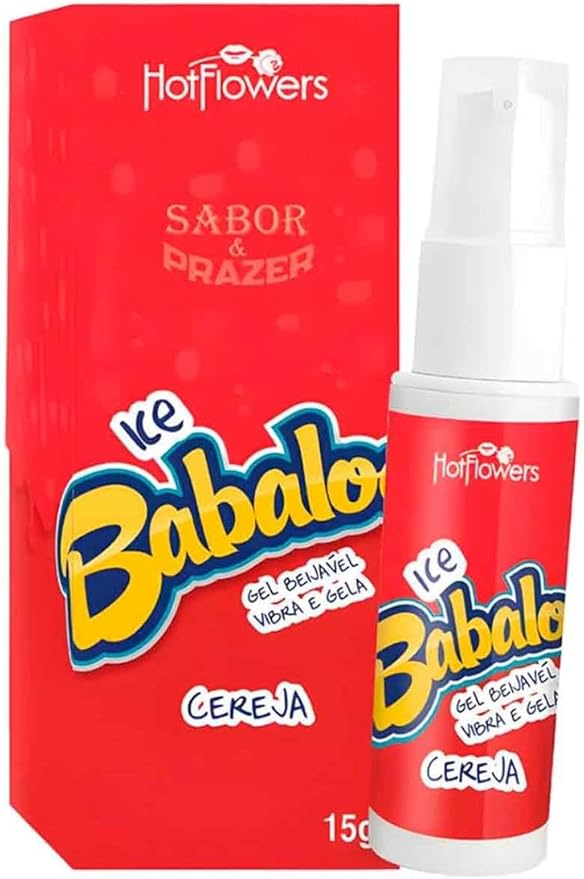 Hotflowers Babaloo Oral Ice Flavored Body Gel – Water-Based Cooling Massage Gel, Edible & Refreshing, Unisex Relaxation Formula – 15g Each (Cherry)