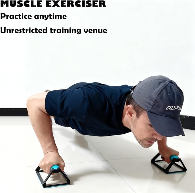 Push Up Bars for Home Workout, Triangular Stable Support with Wrist Protection & Anti-Slip Base, Strength Training Handles for Men and Women, Pushup Stands for Chest Arm Exercise -1 Pair