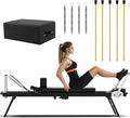 Foldable Pilates Reformer Set with Sitting Box - Portable Home Pilates Machine for Full-Body Workout, Adjustable Resistance, Compact Design, Includes Pilates Sitting Box for Enhanced Exercises