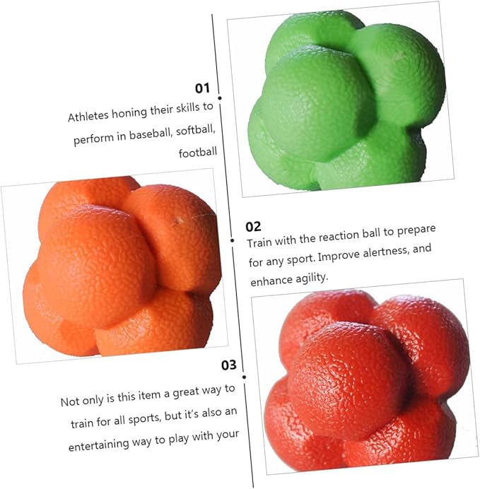 3pcs Exercise Ball Hexagonal Reaction Ball Fitness Agile for Sports Reflex Training Random Color