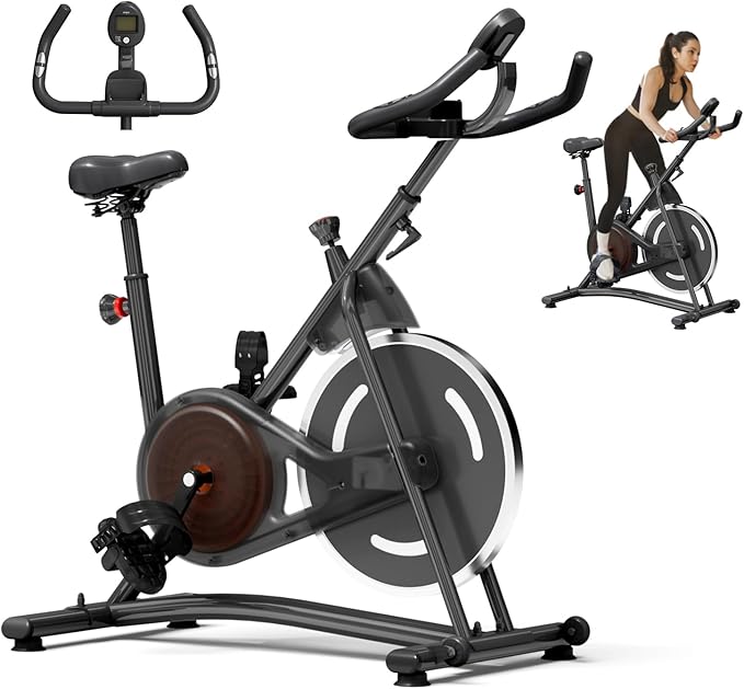Exercise Bike with Exclusive Heart Rate Sensor and APP Sync, Stationary Bikes for Home with Continuously Variable Resistance, Compact Indoor Cycling Bike with Tablet Mount