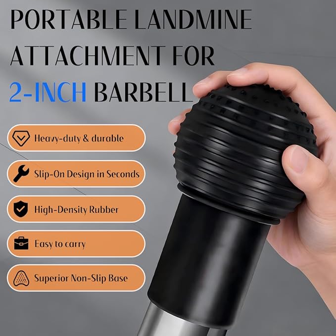 Landmine Attachment for Barbell, 360° Rotation for Row, Split Squat, Press in Home Gym, Natural Rubber 2" Olympic Bar Fit