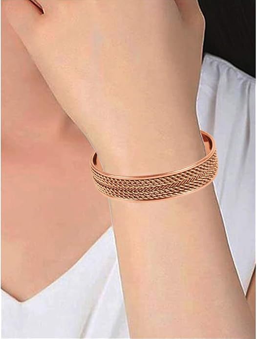Touchstone copper bracelets | gift for men women |adjustable 100% pure solid real magnetic jewelry | handmade bracelet set combo | rope braided tibetan bangles.