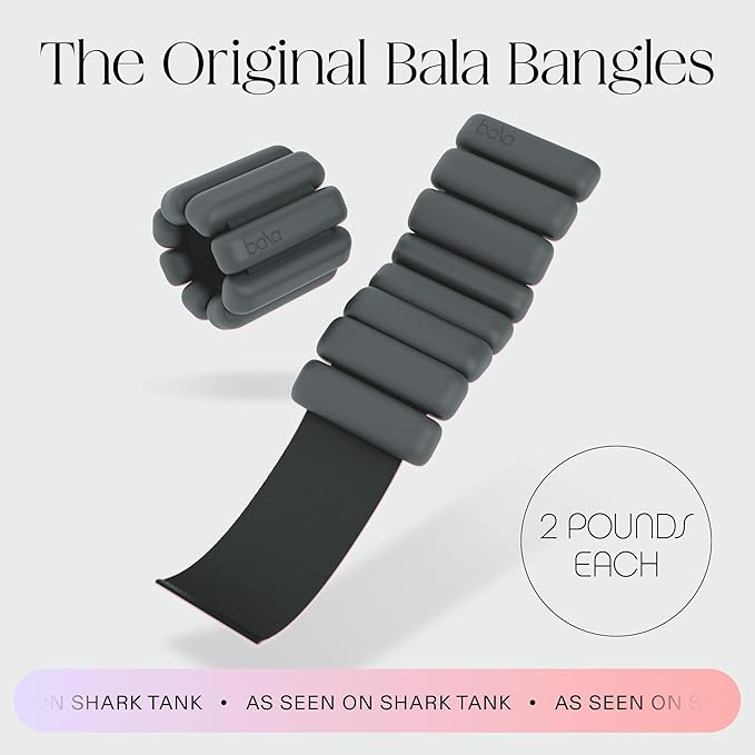 Bala Bangles Wrist & Ankle Weights for Women & Men - Adjustable Weighted Bands - Soft Silicone Arm & Leg Weights for Pilates, Yoga, Walking, Barre, Home Workout & Strength Training Exercise