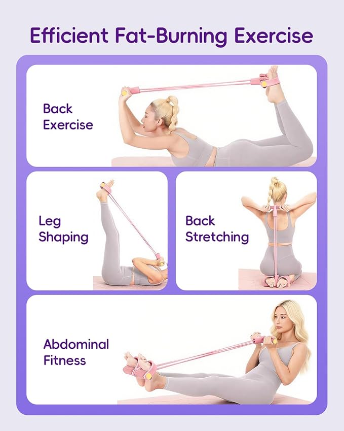 Pedal Resistance Band with Handle,6-Tubes Elastic Pull Rope Fitness Foot Pedal Resistance Bands for Women Girls Bestie Yoga Pilates Exercise Legs Calves Waist Arms Abdomen