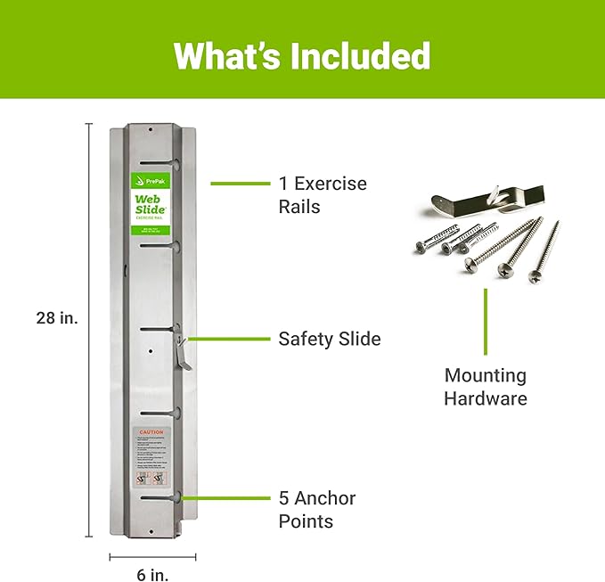 Web Slide Single Rail, Stainless Steel - Perfect for Dynamic Warm-ups, CrossFit, Stretching, and Strength Building - Physical Rehab Equipment for Clinic, Home, or Gym